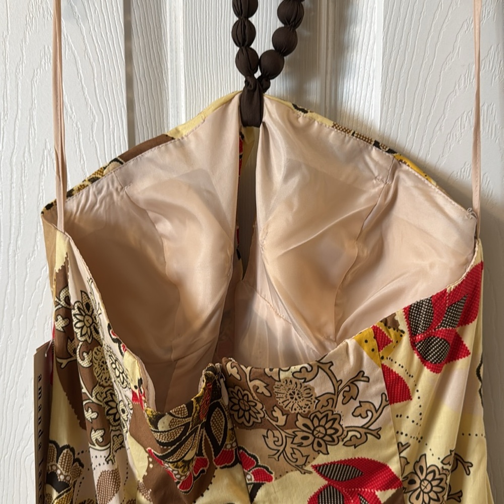 NWT flowery strapless dress with tie back neck - Picture 3 of 4